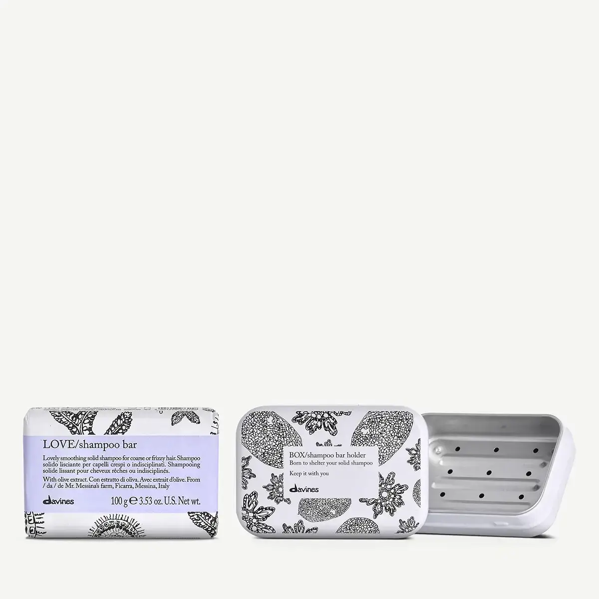 Davines LOVE Smoothing Shampoo Bar + Case